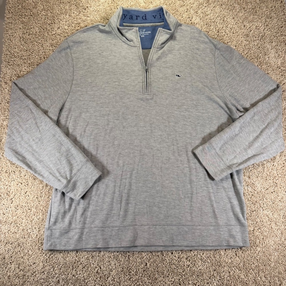 Vineyard Vines Pullover Men XXL Grey 100% Pima Cotton Quarter Zip golf logo